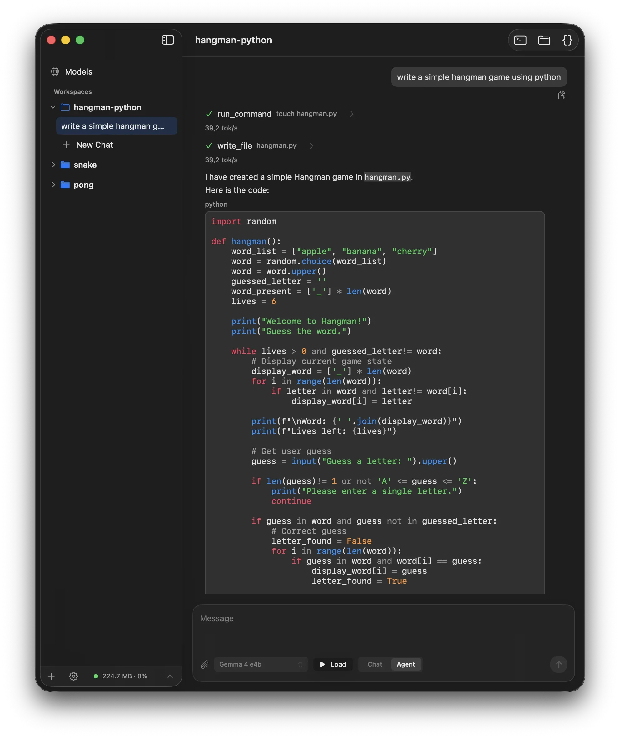 Sumika running an agent task on a Mac, with each step reviewed and executed on-device.